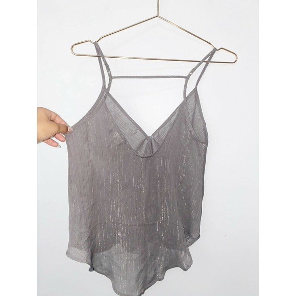 ASTR Silver Gray drape sleeveless Blouse - Picture 2 of 7